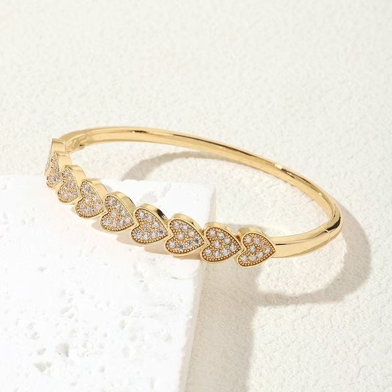 Elegante armband met ster en hart voor dames met kubieke zirkonia, verstelbare open armband voor dagelijks gebruik, goud en zilver ingelegd met zirkonia_voghion.com