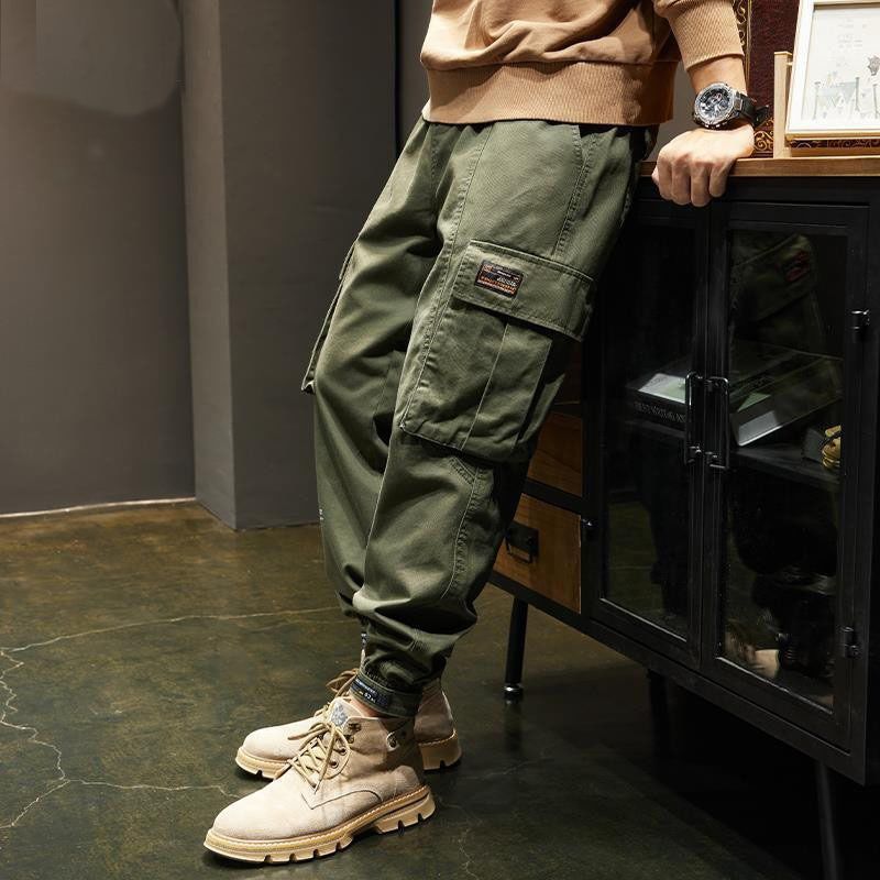 Pantalon cargo ample et décontracté pour homme, grande taille, avec velcro, style américain, idéal pour la randonnée, l'automne et l'hiver_voghion.com