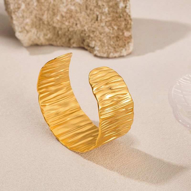 Heißer Verkauf Edelstahl Offene Well Oberfläche Armband Für Frauen Vintage Übertrieben Titan Stahl Schmuck Geschenk Leckereien_voghion.com