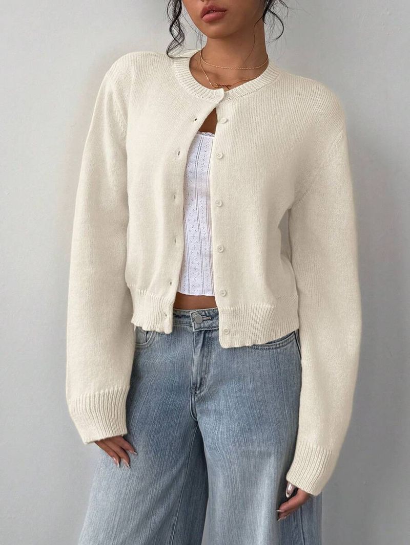 Soft & Cozy Women's Ribbed Knit Cardigan – Short Sleeve Button-Up Sweater, Relaxed Fit, Flattering Silhouette, Versatile For Casual & Office Wear_voghion.com