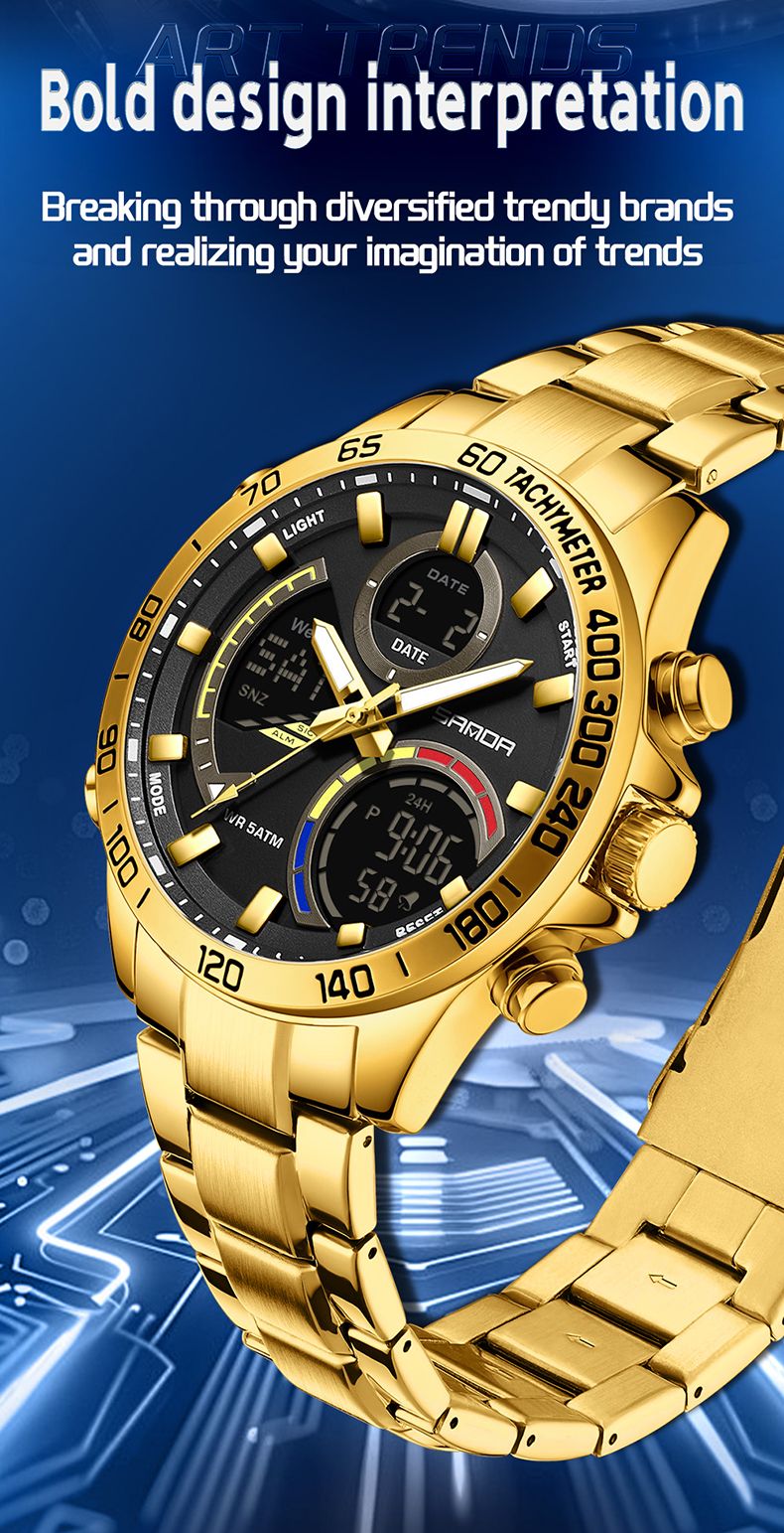 Orologi da uomo Orologio digitale Doppio display Sportivo Impermeabile Orologio militare Uomo Allarme Cronometro Orologio da polso al quarzo Uomo_voghion.com