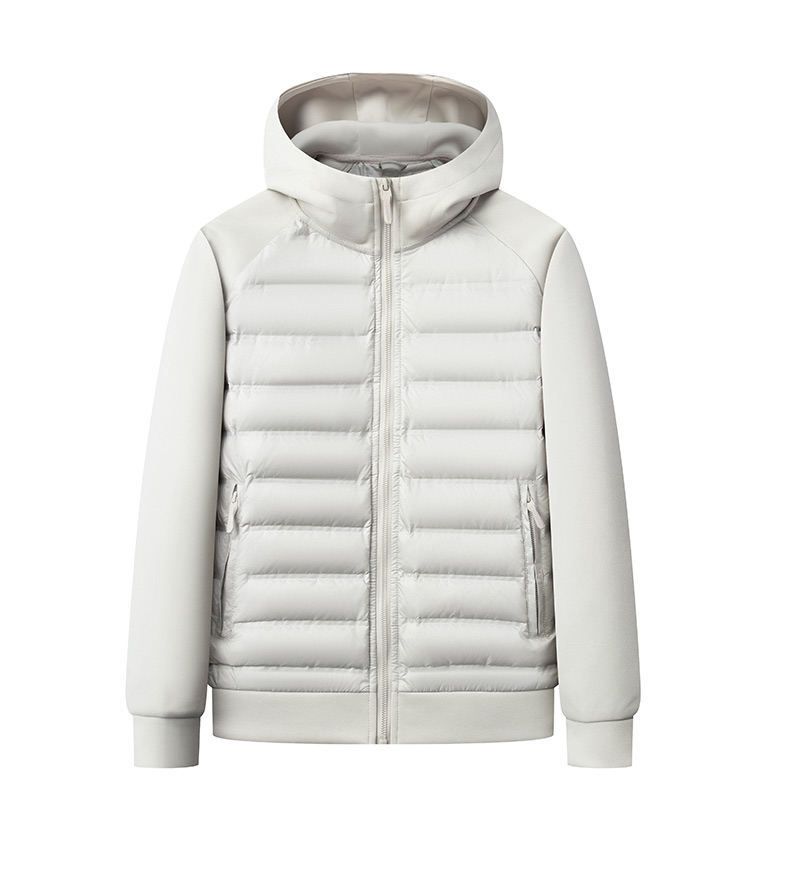 Men's Casual Hooded Down Jacket – 700FP Machine-Washable Winter Coat, Waterproof & Anti-Wrinkle, Korean Streetwear Style (Black/White)_voghion.com