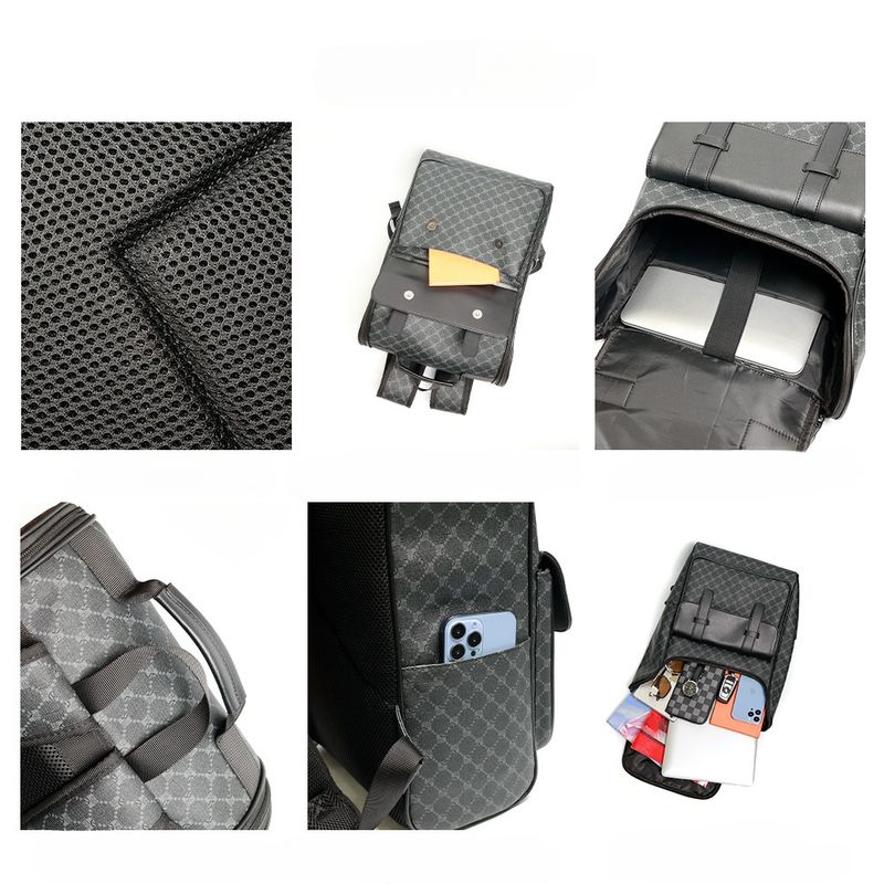 Designer Trendy Brand Fashionable And Classic Checkerboard Printed Large Capacity Backpack, Men's Computer File Backpack_voghion.com