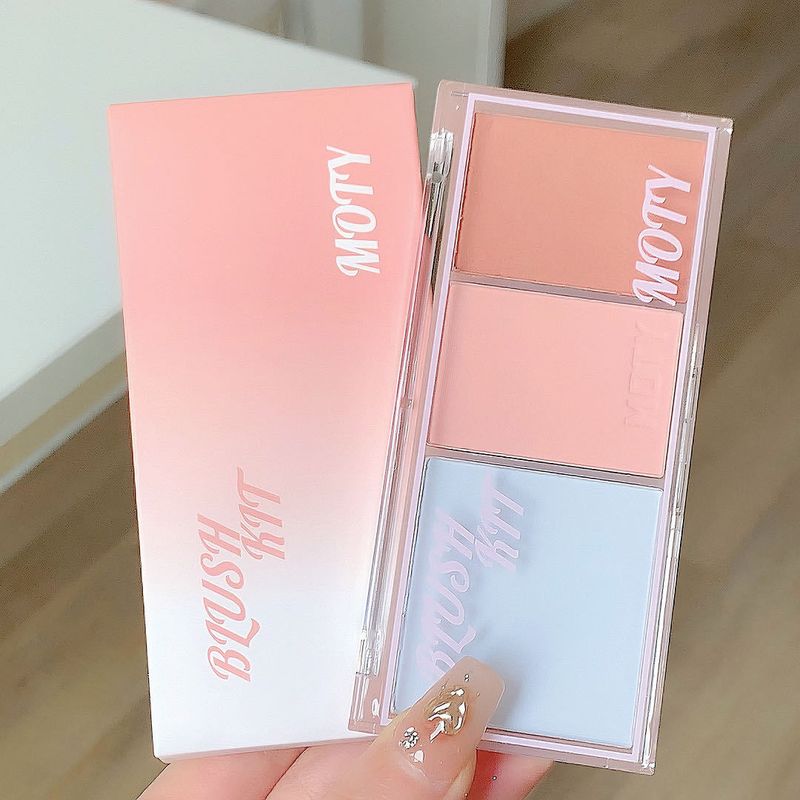 MOTY dreifarbiges Rouge-Püree-Rouge-Puder ist zart und einfach zu handhaben, um die Farbe und Vitalität des Mädchens zu zeigen, tragbar und günstig_voghion.com