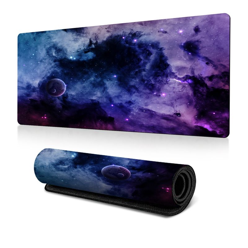 Tappetino per mouse antiscivolo con trasferimento termico, bordo antisporco, oversize, per scrivania da ufficio, con mappa del cielo stellato dell'universo esplosivo_voghion.com