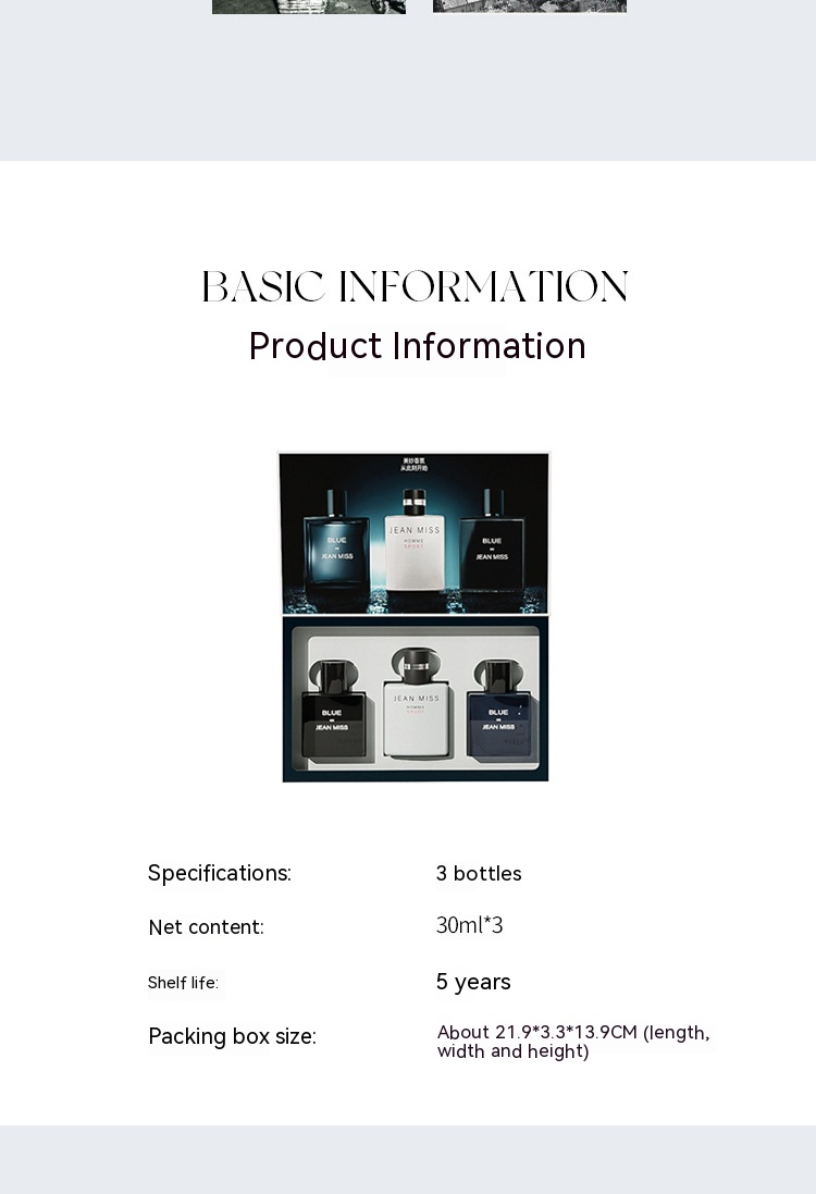 2024. gada jaunās smaržas JEAN MISS zils vīriešu smaržu komplekts trīs daļu komplekts izturīgs svaigs aromāts kungu Gulong smaržas_voghion.com