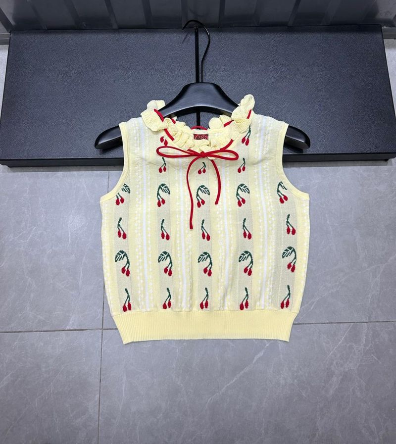 Maglia senza maniche con lacci color ciliegia, nuova estate 2025, da donna, versatile e ampia_voghion.com