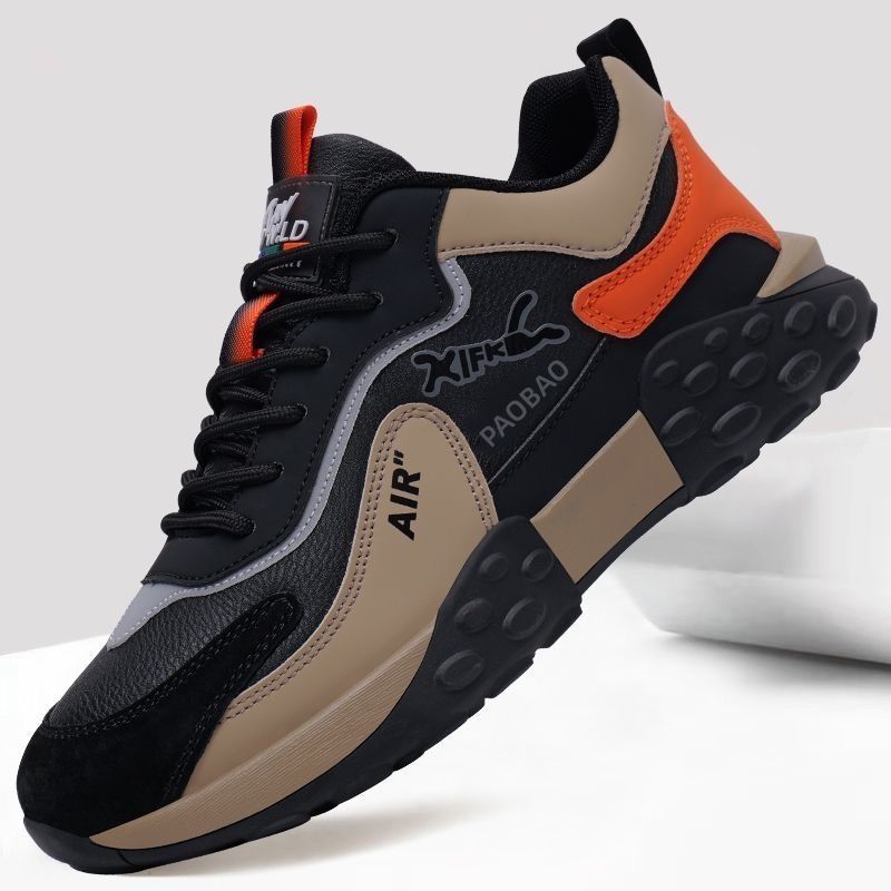 New Style Leather Breathable Comfortable Thick-Soled Casual For Youth, Trendy Dad Shoes, Soft-Soled Running Shoes_voghion.com