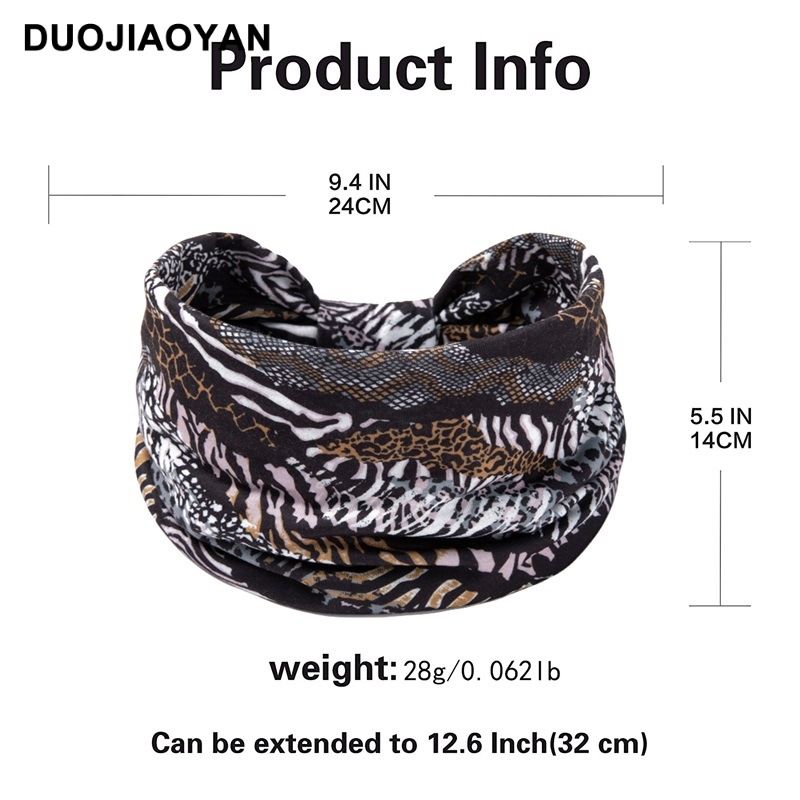 New Leopard Print Digital Printed Sports Headband with European and American Knotted Cross Wide Edge Elastic Headband for Women_voghion.com