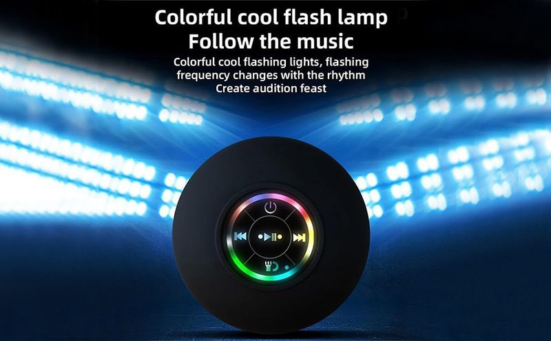 Mini Bluetooth doucheluidspreker waterdicht, duurzame draagbare waterdichte luidspreker voor douche met zuignap/led-lampje, voor badkamer, feest, strand_voghion.com