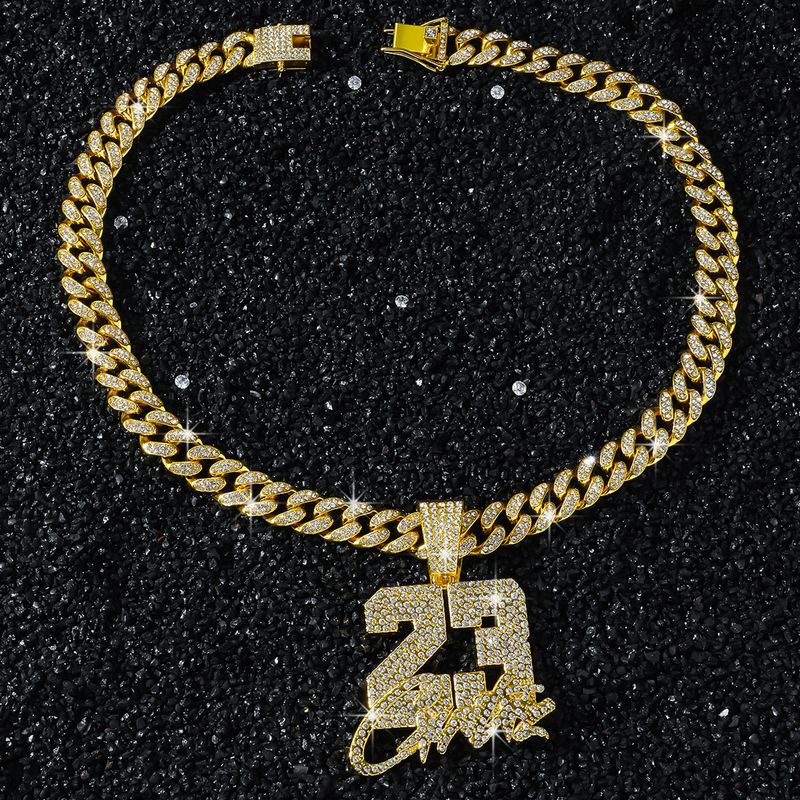 Collana con ciondolo numero 23 in stile hip-hop da uomo, nuova in Europa e America_voghion.com