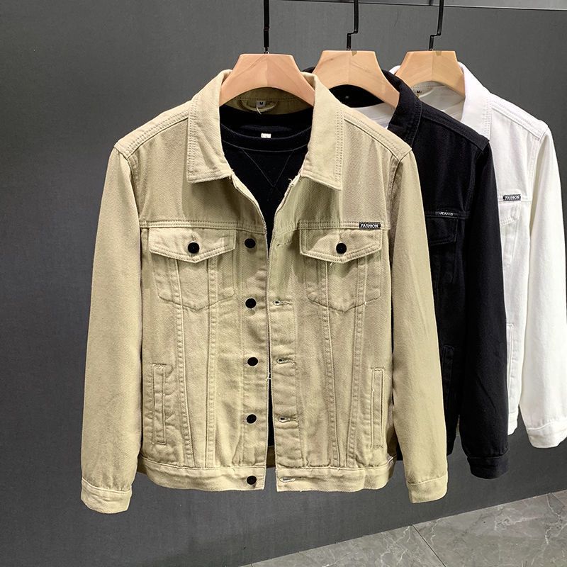 Spring And Autumn Short White Clothing, Korean Version Trendy Casual Work Denim Jacket For Men's Clothing_voghion.com