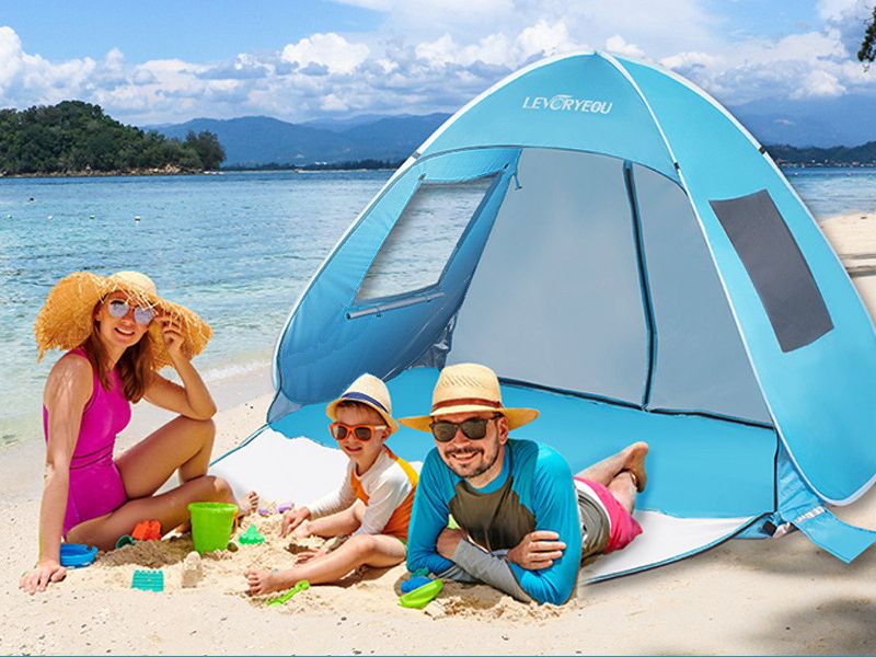 Tenda da spiaggia per esterni, con apertura rapida, automatica, pop-up, semplice parasole, baldacchino per il tempo libero sulla spiaggia, con porte e doppie finestre_voghion.com