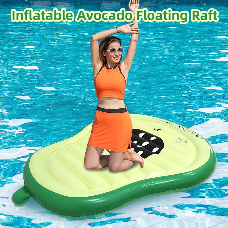 Inflatable Avocado Pool Float - Giant Lounge Chair For Adults (150cm Heavy-Duty PVC Comfortable Backrest Summer Party Essential)_voghion.com