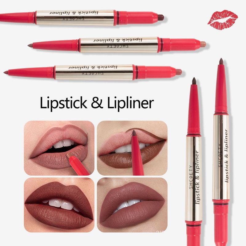 Lip Liner Double Headed Lipstick Lip Liner Two In One Multi Color Matte Long Lasting Lip Plumping Non Fading Hook Liner Pen_voghion.com