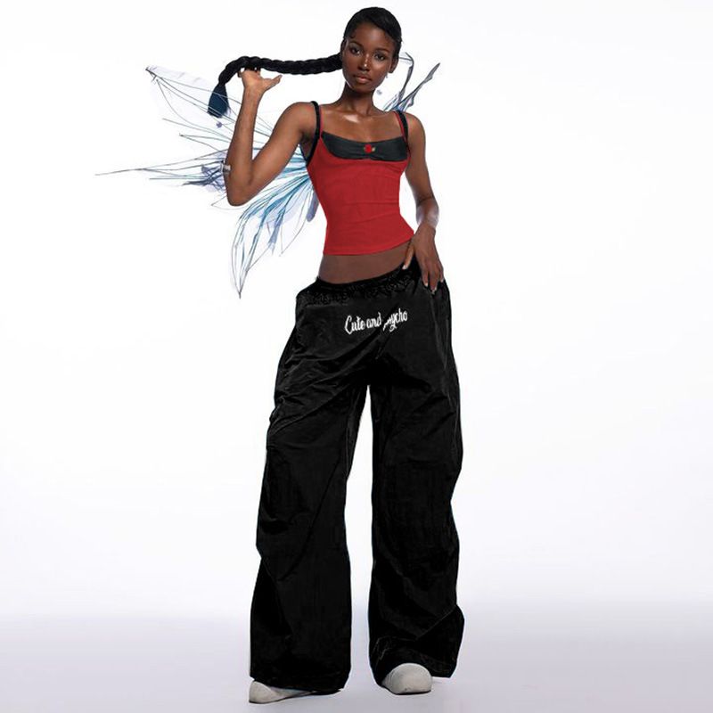RenMou Fashionable Women's Clothing With Elastic High Waisted Letter Printing, Loose Casual Street Fashion, Simple And Exclusive Supply_voghion.com