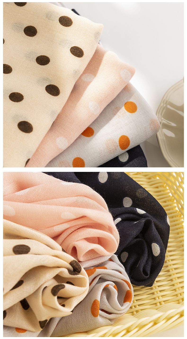 Geometrisch bedruckte Tupfen-Simulationsseide für Damen, schlichter, modischer, länglicher, schlichter Schal, elegant und minimalistisch_voghion.com