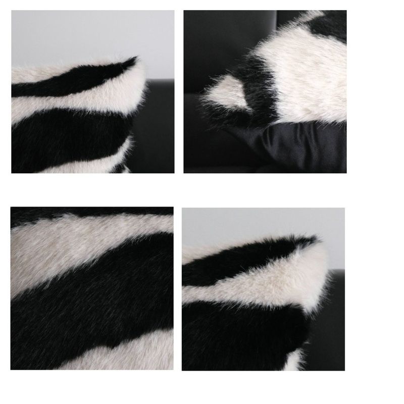 Ins Style Nerz Pelz Kissenbezug Plüsch Sofa Schwarz Und Weiß Einfach Gestreiften Wohnzimmer Display Kissen Abdeckung_voghion.com