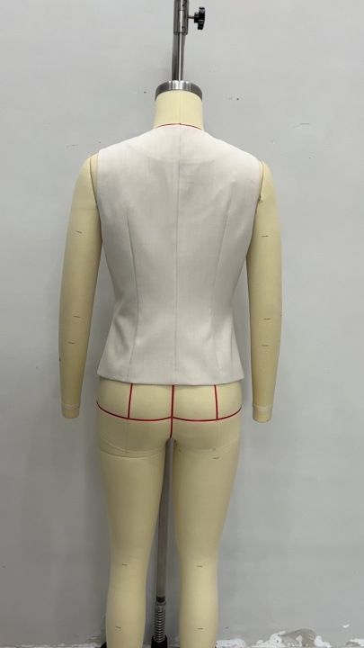 Damenbekleidung Jacke Dekorative Knöpfe Einfarbig Ärmellose Temperament Weste_voghion.com