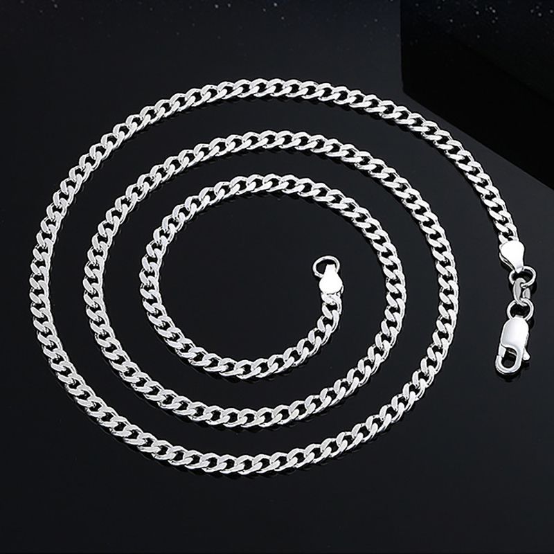 Collana da uomo Domineering S Pure, spessa 3 m, con lato intagliato, lunga catena cubana a forma di frusta, in argento._voghion.com