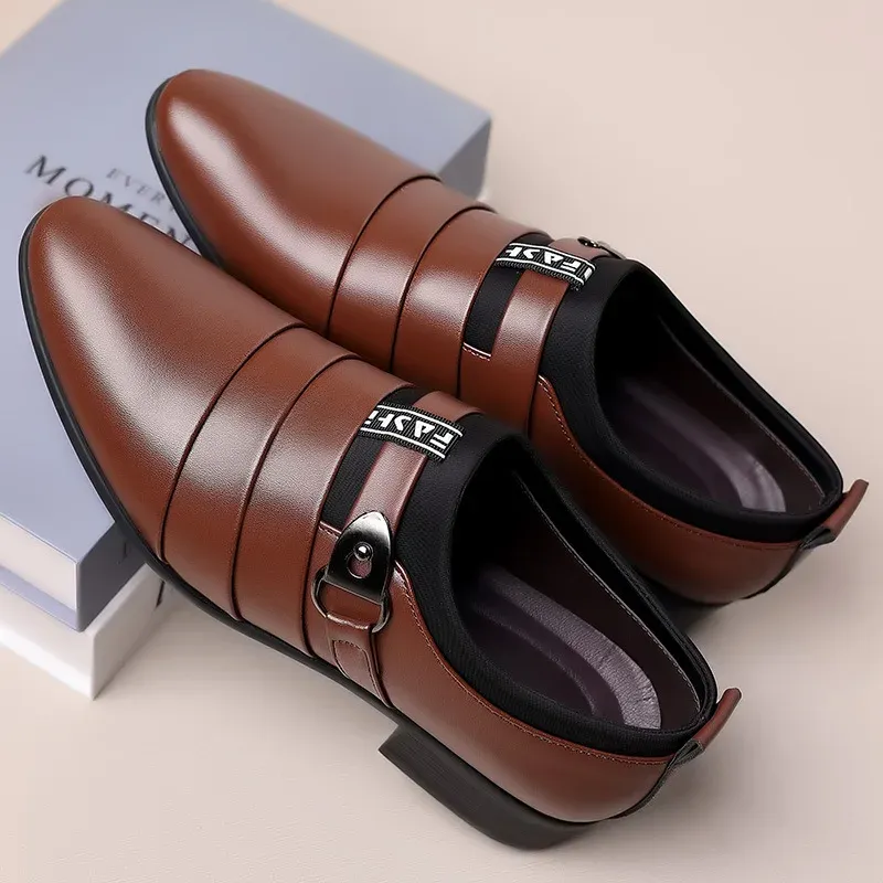 2025 New Men's Formal Shoes Plus Size Moccasins Pointed Toe Man Leather Shoe Classic Wedding Shoes Office Business Casual Shoes_voghion.com