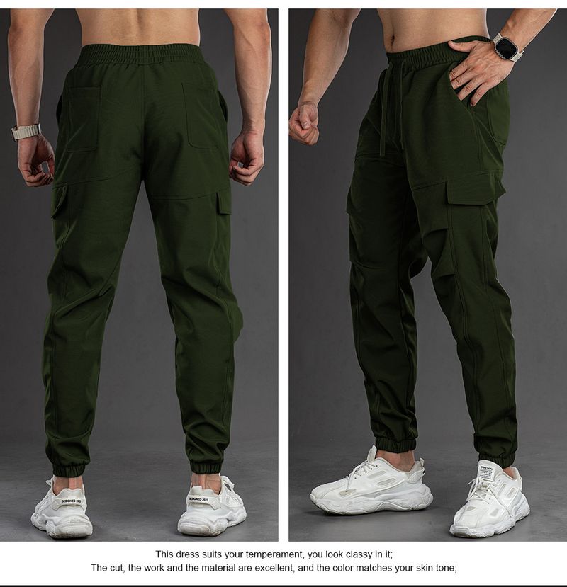 Herren-Cargo-Jogginghose – Stretch-Polyester, praktisches Design mit mehreren Taschen (4 Farben, M-XXXL)_voghion.com
