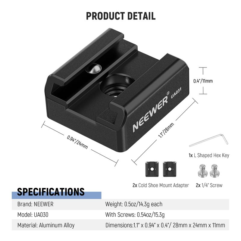 NEEWER 2 db-os hideg tápadapter 6,35 mm-es csavarokkal vakuhoz, LED fénymonitor mikrofonhoz, alumínium cipőtartóval_voghion.com