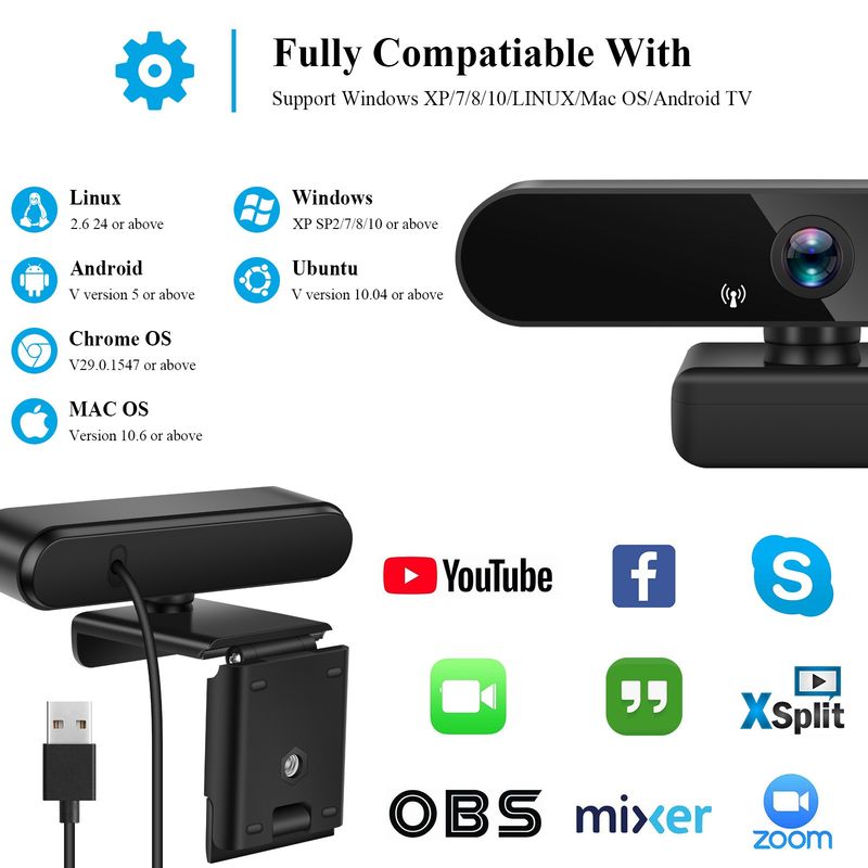 1080P 2K 4K Computer Webcam For Home Video Calling Company Online Meeting 30fps Full HD Microphone Compatible Multiple_voghion.com