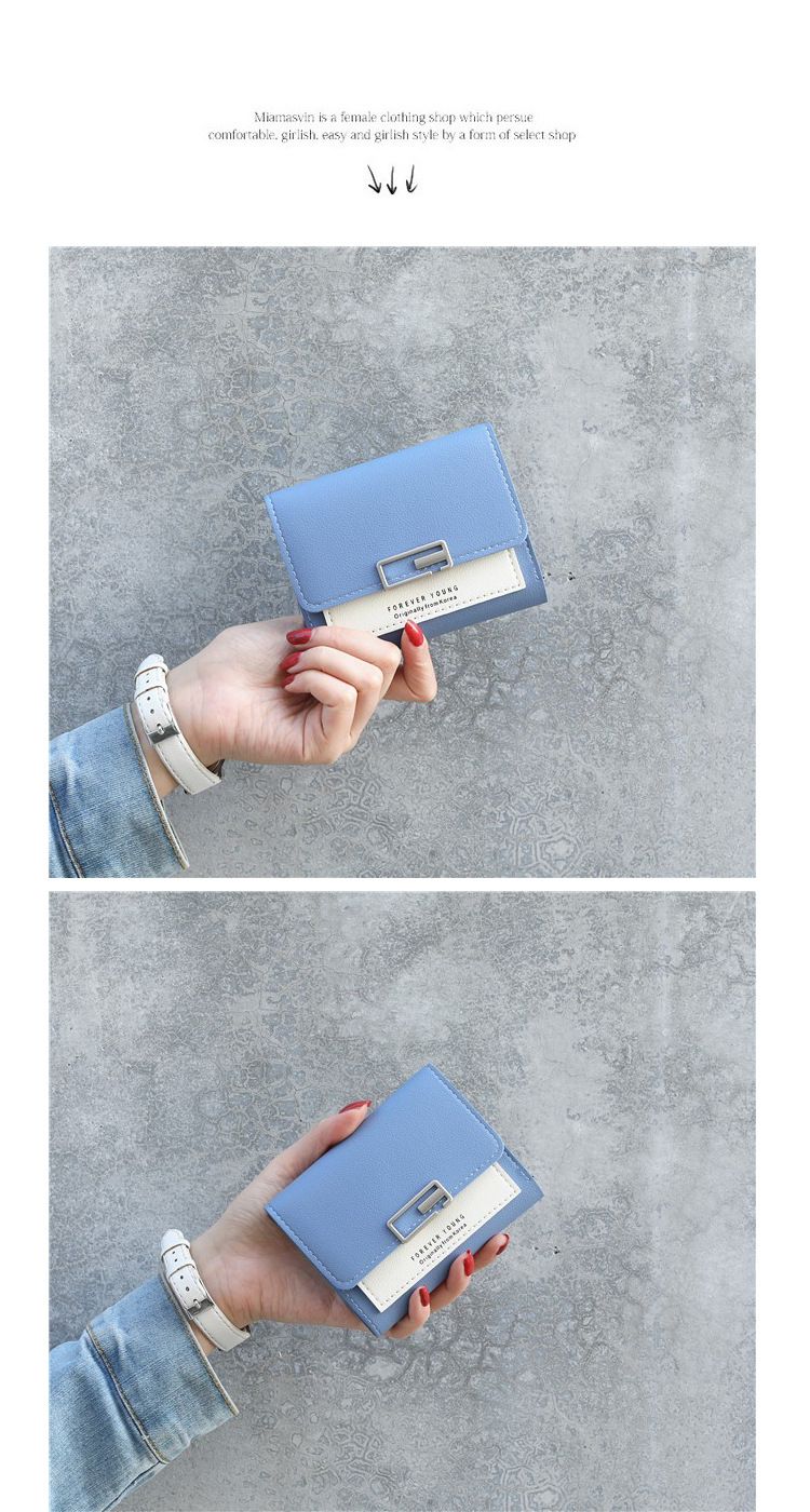 Contrast Color Versatile Small Fresh Wallet Women's Short Buckle Fashion Mini Coin Purse_voghion.com