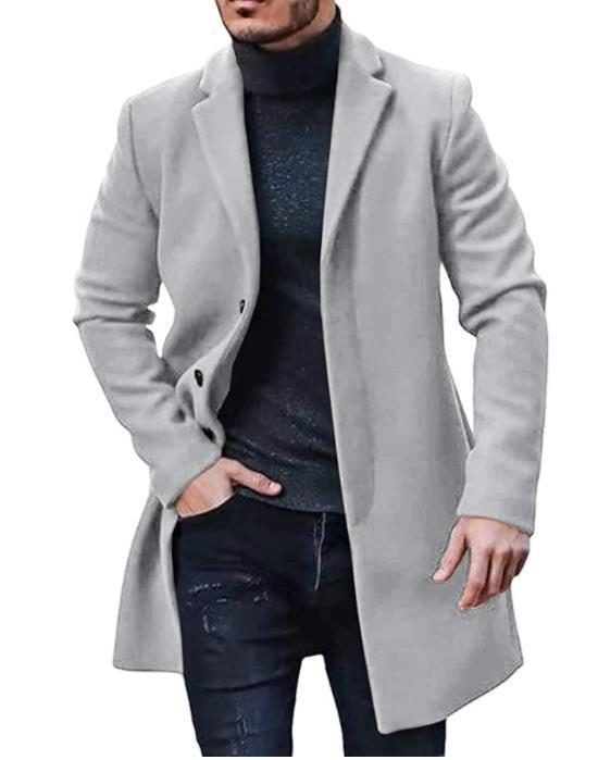 Men's Wool Blend Overcoat - Stylish Long Coat For Autumn & Winter, Thickened Warm Jacket With Multiple Pockets (Green/Black/Grey/Camel, Sizes M-3XL)_voghion.com