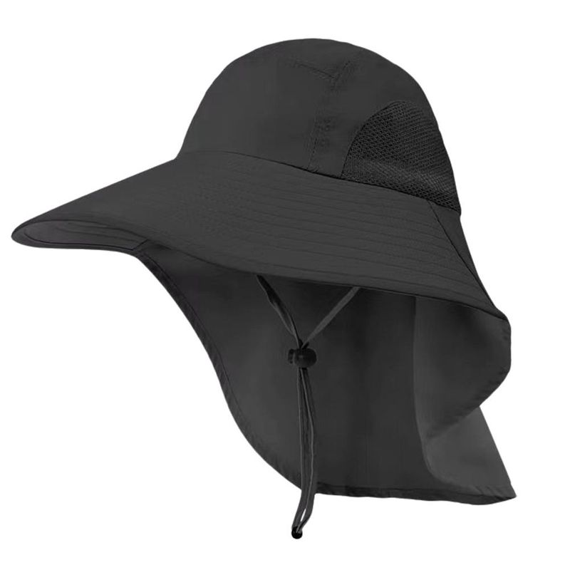 Nuovi arrivi Cappello da pescatore a tesa larga con copricollo da uomo, estivo, traspirante, con visiera protettiva anti UV UPF50_voghion.com
