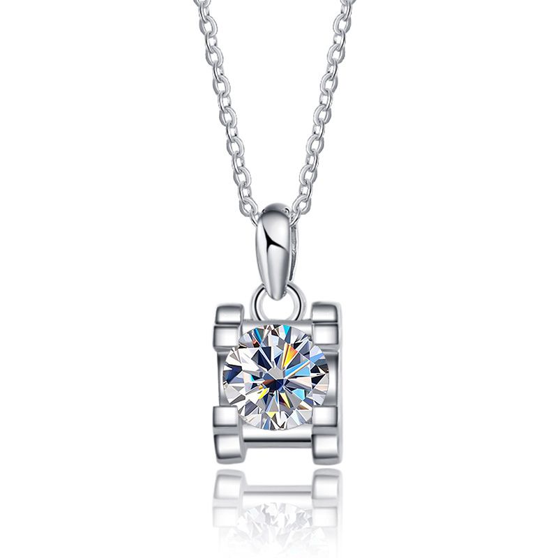 Tancise Luxury 1.0 Carat Shiny Moissanite Diamond Pendant Chain For Women Sterling Silver Necklace Engagement Jewelry_voghion.com