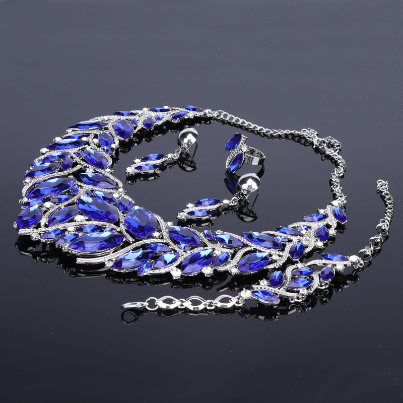 Set di collane in cristallo bohémien alla moda, gioielli da sposa, accessori da sposa, feste, accessori da sposa, accessori per matrimoni_voghion.com