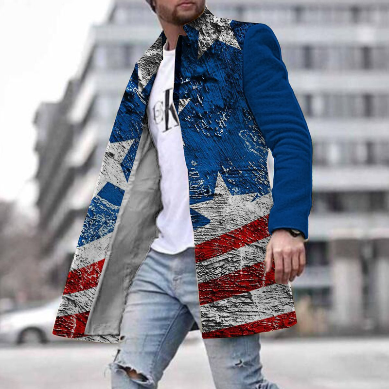 Spring New Men's Youth Woolen Standing Collar, Medium Length Pocket Casual Men's Coat_voghion.com