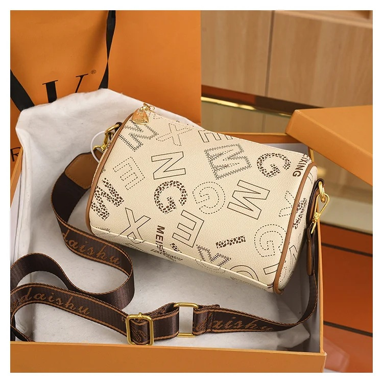 Neuer heißer Modetrend: Vielseitige, weiche Kissentasche mit Zylinderdruck für Damen mit einer Schultertasche und einer Umhängetasche_voghion.com