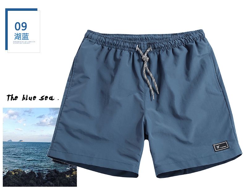 Summer candy color shorts shorts men's beach pants elastic waist drawstring loose cross-border straight shorts_voghion.com