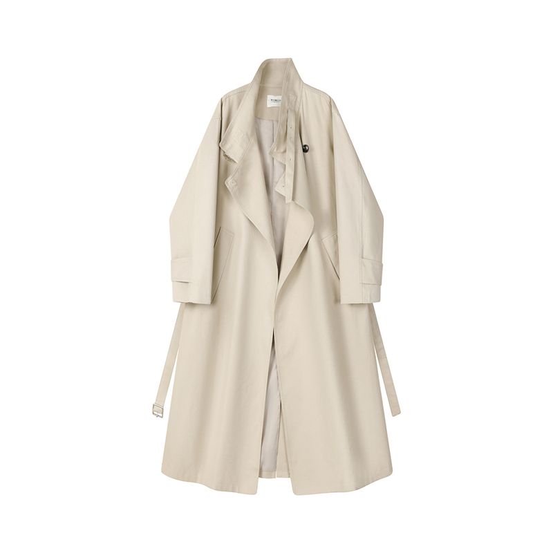XinmonLee Vroege Herfst Nieuwe Lange Trenchcoat High-End Elegante Koreaanse Stijl Losse Casual Opstaande Kraag Jas_voghion.com