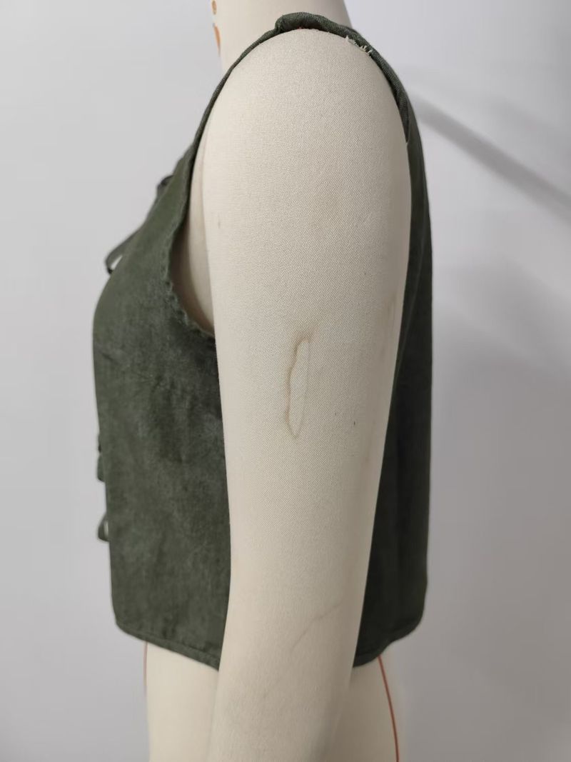 Lace-up Vest For Women; Versatile Top_voghion.com