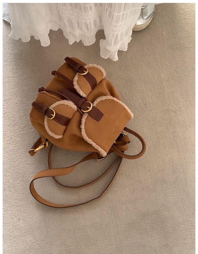 Women's 2025 Autumn And Winter New Lamb's Wool Suede Multi-functional Multi-pocket Women's Small Backpack Fashionable Versatile Leisure Daily_voghion.com