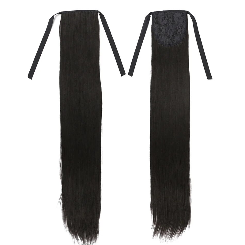 Extensions synthétiques queue de cheval longues et lisses, postiche naturelle résistante à la chaleur de 32 pouces avec Clip pour femmes_voghion.com