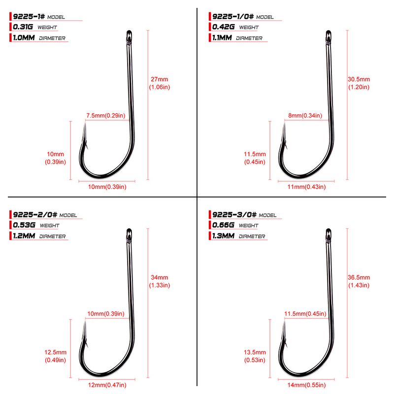 PRO BEROS Brand Fishing Gear Long Handle Hook Gun Black Belt Loop Barbed Fish Hooks 100 Pieces/Pack 9225_voghion.com