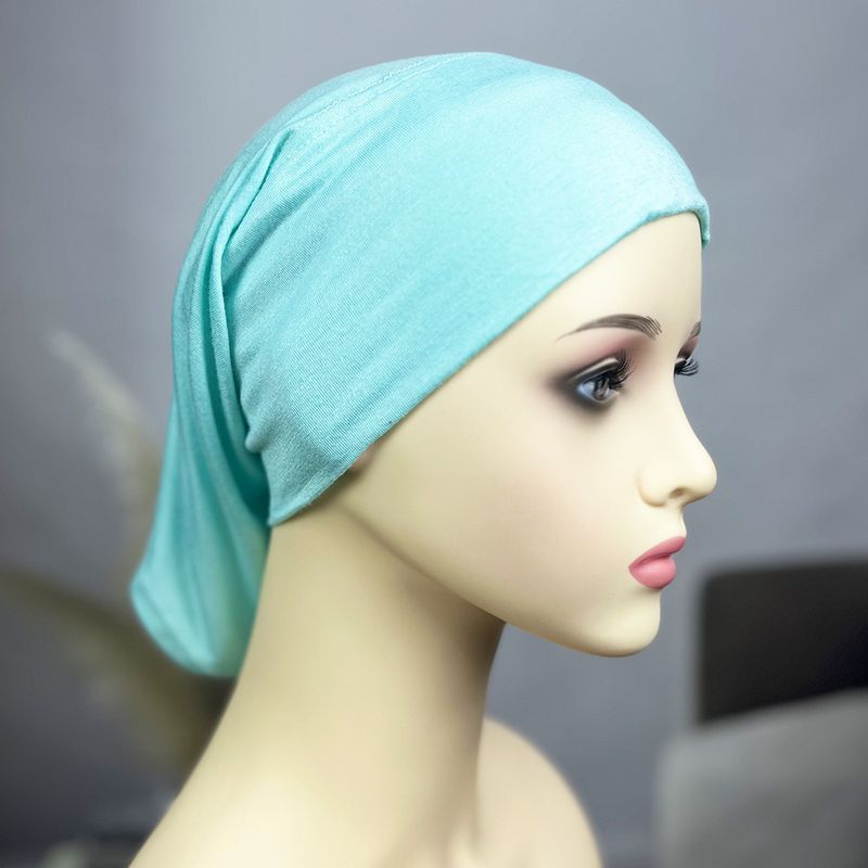 Cappello da donna Hijab in cotone modal con due estremità attraverso un foulard da donna traspirante e confortevole in tinta unita_voghion.com