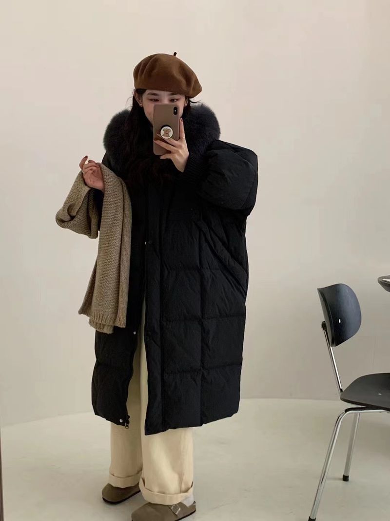 Damenmode lange Kapuzenjacke Warme Jacke_voghion.com