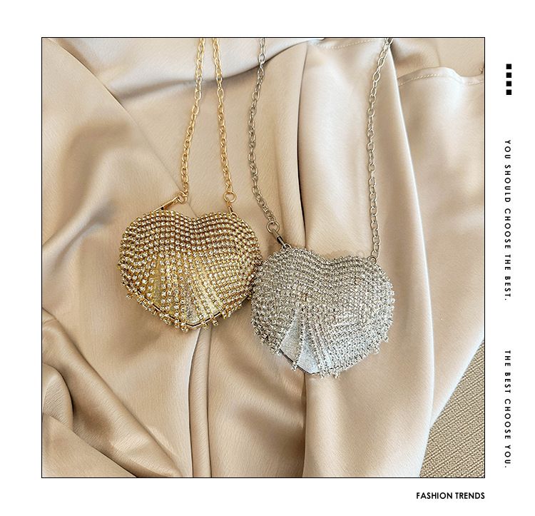Neue Promi-Mini-Herzform Mode Diamant Perle Mini Geldbörse Abendtasche Kette Tasche_voghion.com
