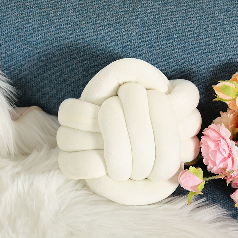 Skandinavisches handgewebtes dreisträngiges Seil, rund, Heimdekoration, Kristallsamt, Knotenballkissen_voghion.com