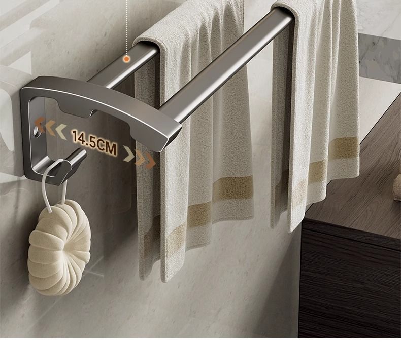 No Drill Space Aluminum Bathroom Towel Rack Set, Foldable Wall Mounted Modern Bathroom Organizer With Rust-Resistant Coating_voghion.com