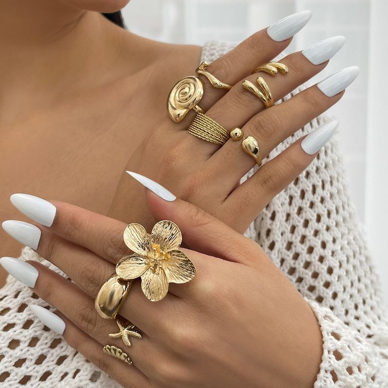 Minimalistischer, einzigartiger, unregelmäßiger Handschmuck, hochwertiger, vielseitiger Ring mit Blumennische für Frauen_voghion.com