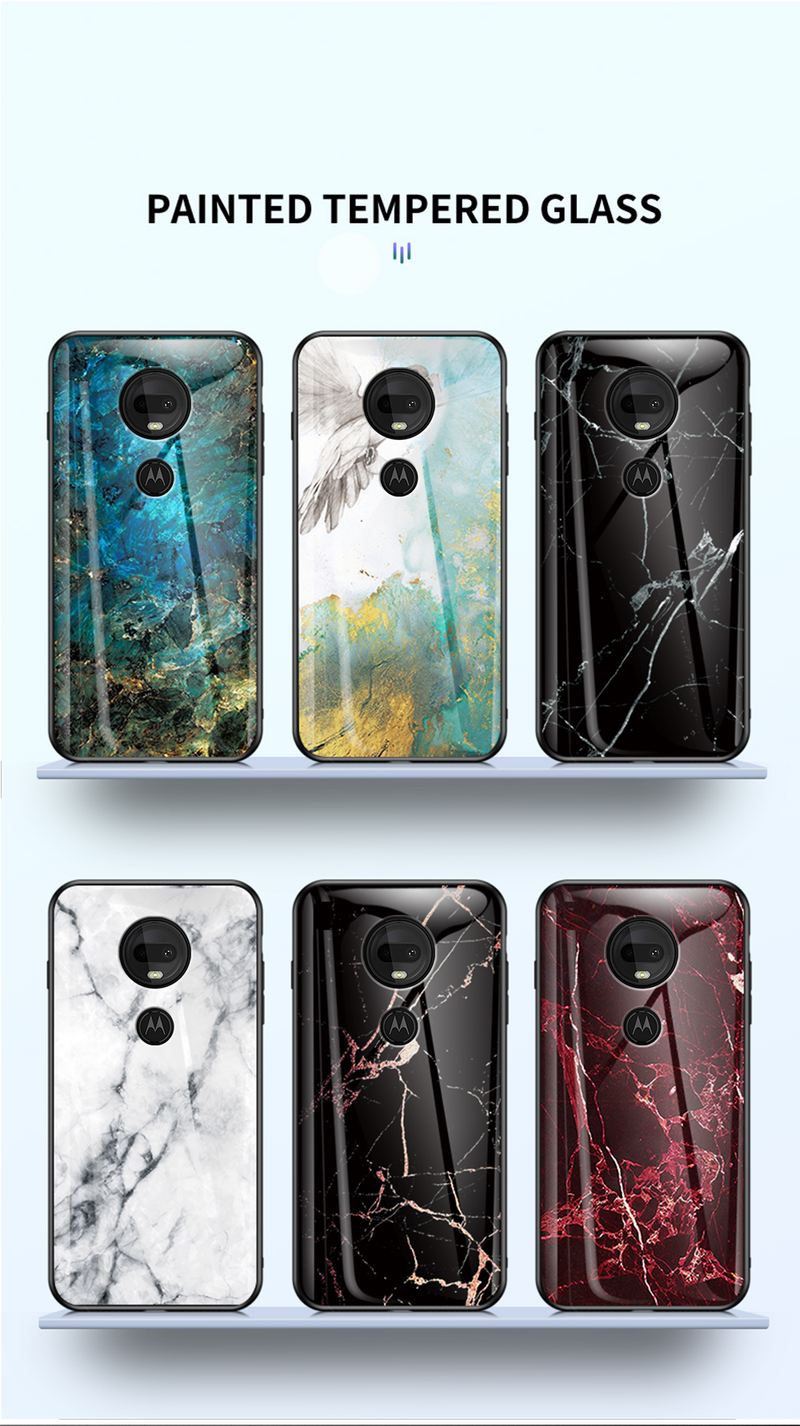 Marmor glas tilfældet For Motorola G7 G8 Play Plus hærdet glas telefon Cover til Moto G8 G7 Power One_voghion.com