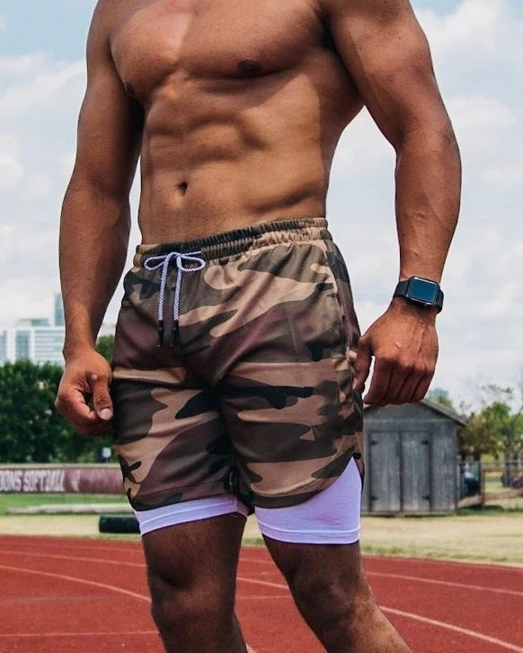 Muscle Brother Men's Summer Sports Leisure Running Fitness Quick Drying Elastic Double Layer Shorts_voghion.com