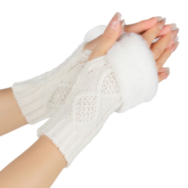 Damskie dzianinowe wełniane rękawiczki z półpalcami – ciepłe i miękkie, z podwójnym wzorem w romby, na jesień i zimę (krótki mankiet, stylowe i wygodne)_voghion.com